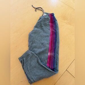Aviator Nation Gray Sweatpants with Pink and Blue Stripes